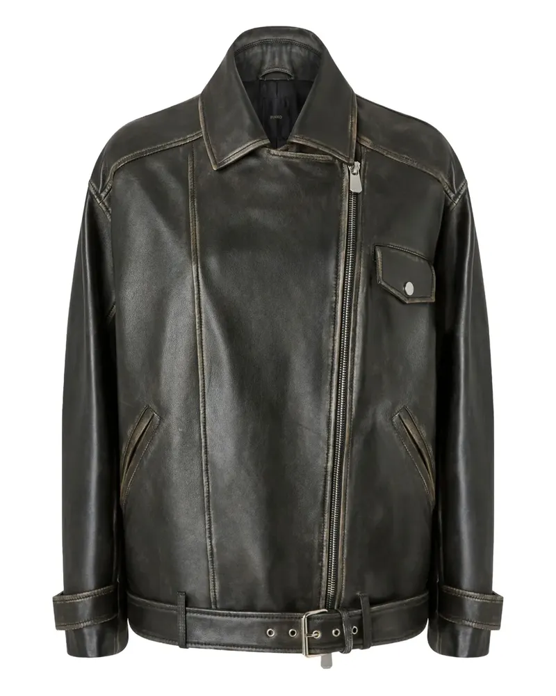 Pinko Klassische Lederjacke - Schwarz Schwarz