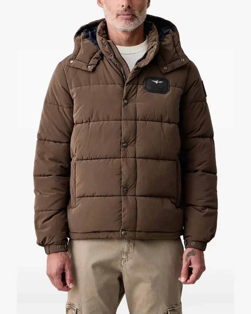 Aeronautica Militare quilted hooded jacket - Braun Braun