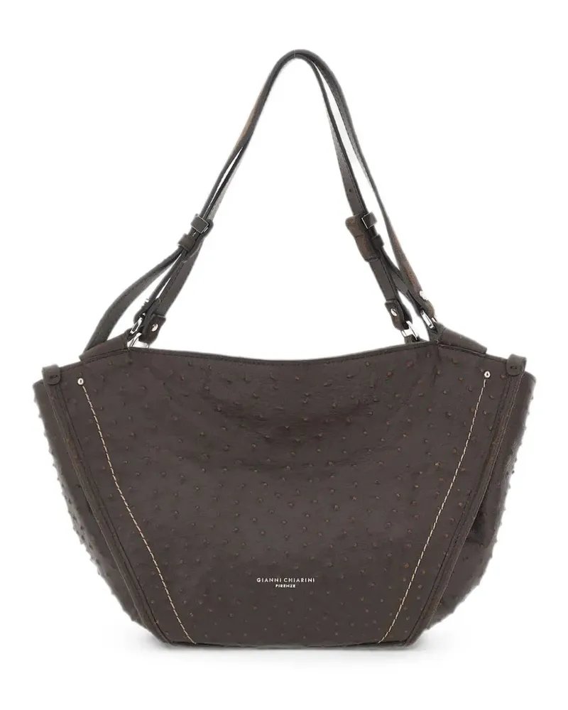 Gianni Chiarini Bloom ostrich-effect medium shoulder bag - Braun Braun
