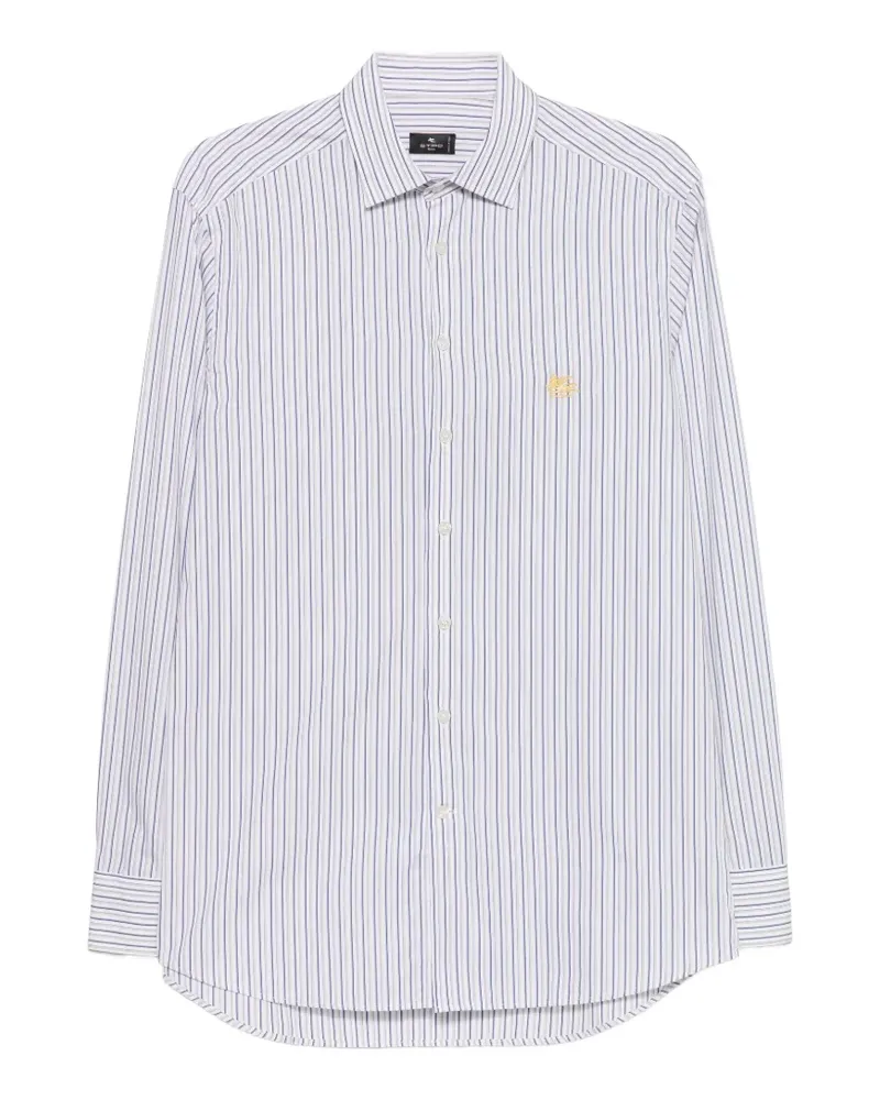 Etro Gestreiftes Hemd mit Logo-Stickerei - Weiß Weiß