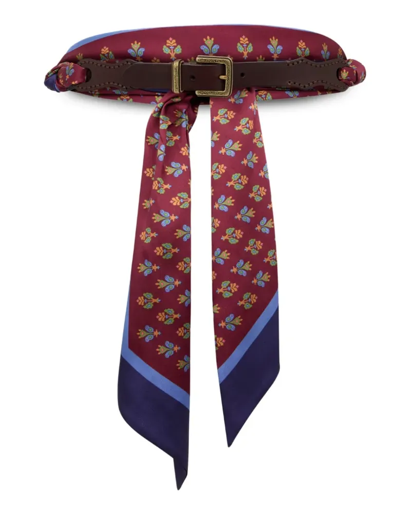 Etro leather belt with printed scarf - Rot Rot
