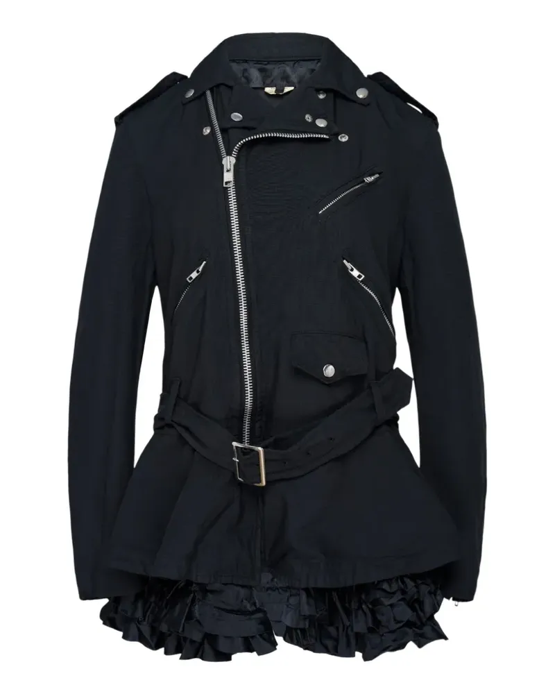 Comme des Garçons ruffled belted biker jacket - Schwarz Schwarz