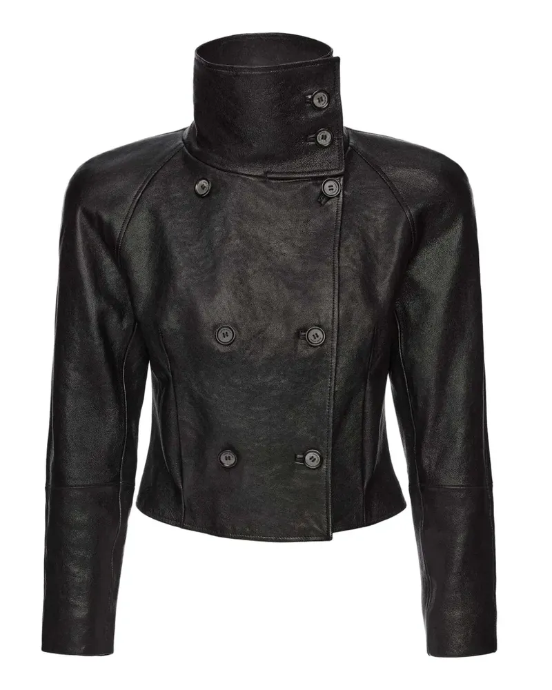 Magda Butrym high-collar cropped jacket - Schwarz Schwarz