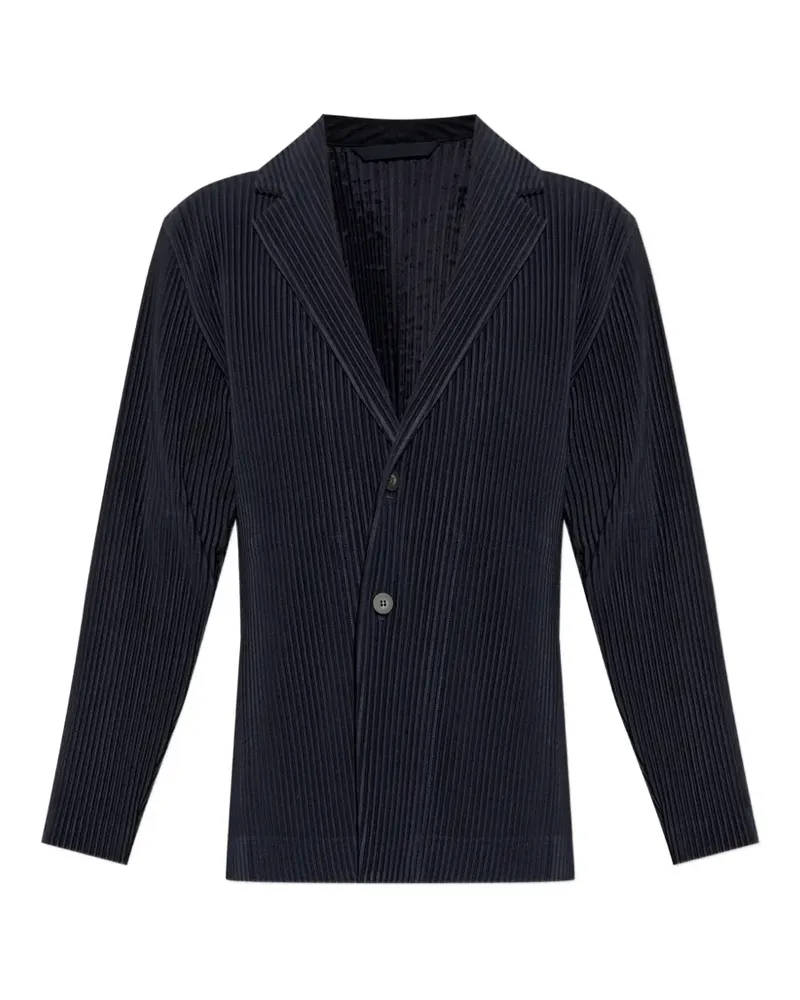 Issey Miyake plissé-effect notched-lapel blazer - Blau Blau