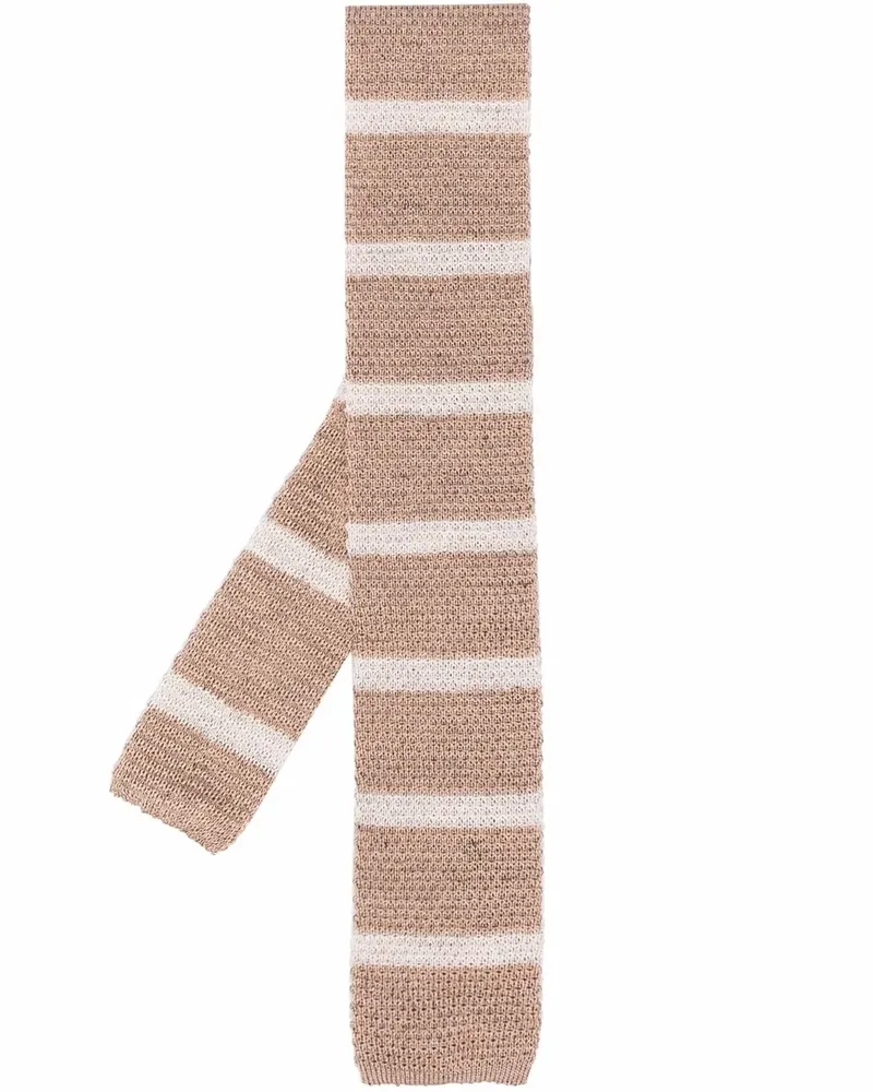 Brunello Cucinelli Gestreifte Strickkrawatte - Nude Nude