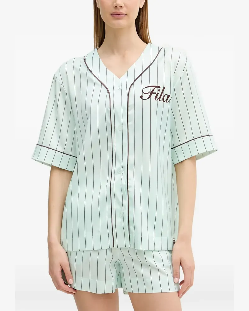 Fila Fiesole pinstripe-print V-neck shirt - Blau Blau
