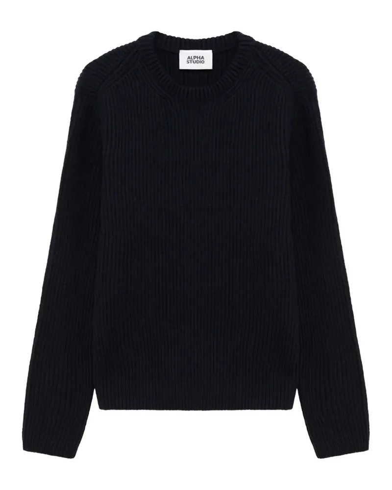 Alpha Studio ribbed-knit crew-neck sweater - Blau Blau