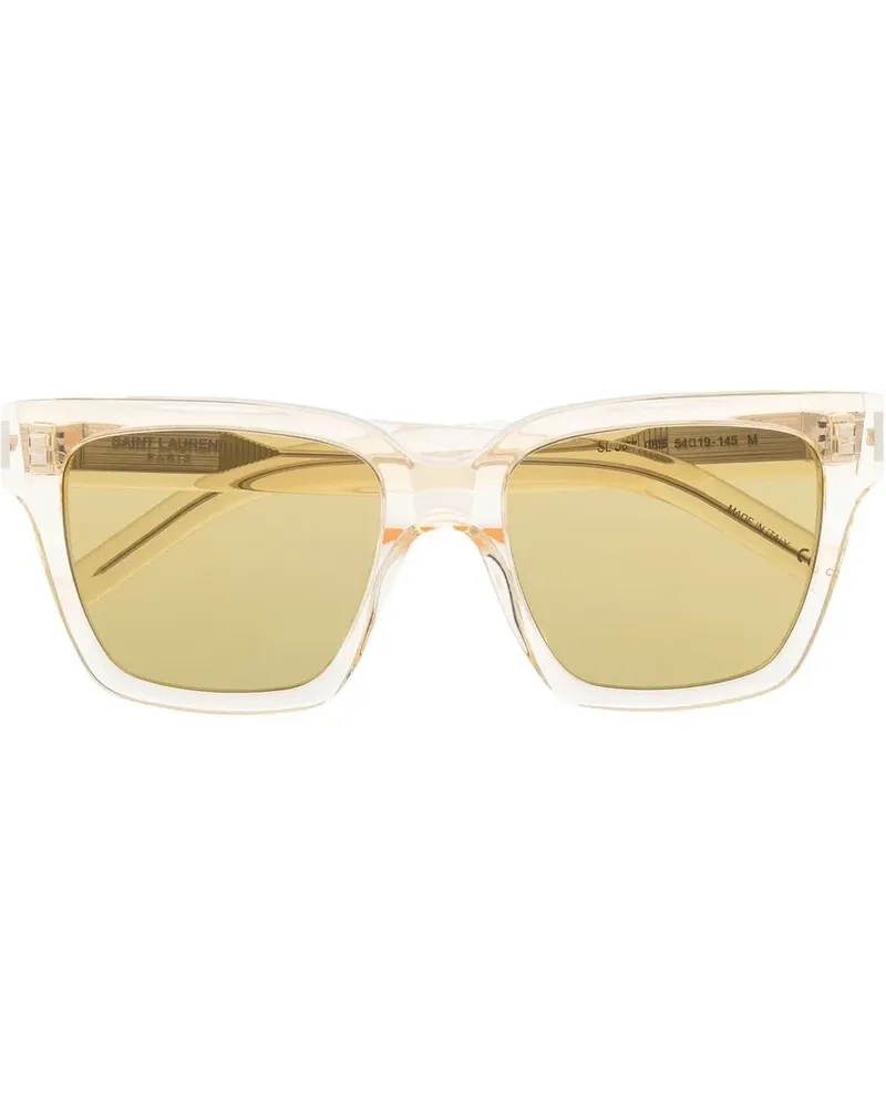 Saint Laurent Sonnenbrille mit eckigem Gestell - Gelb Gelb