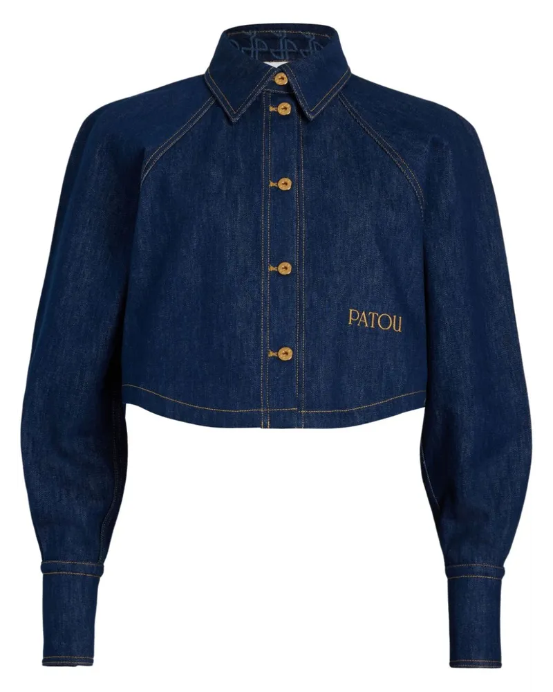 Patou Jeanshemd im Cropped-Design - Blau Blau