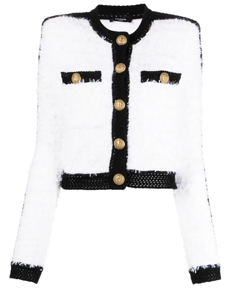Balmain Kurze Tweed-Jacke - Weiß Weiß