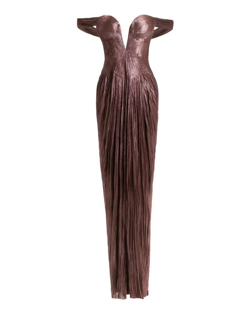 Maria Lucia Hohan Schulterfreies Tia Abendkleid - Braun Braun