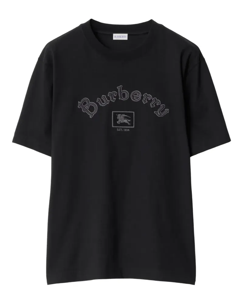 Burberry T-Shirt mit Equestrian Knight-Logo - Schwarz Schwarz