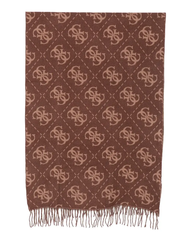 Guess monogram-print fringed scarf - Braun Braun