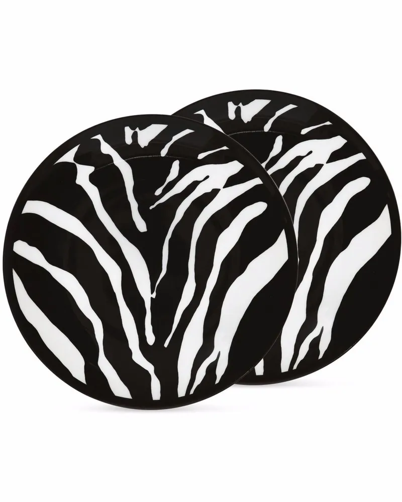 Dolce & Gabbana Zwei Brotteller mit Zebra-Print - Weiß Weiß