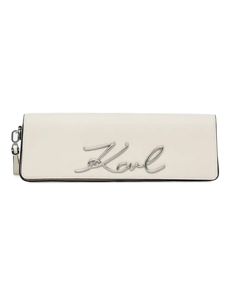 Karl Lagerfeld signature-wristlet clutch bag - Nude Nude