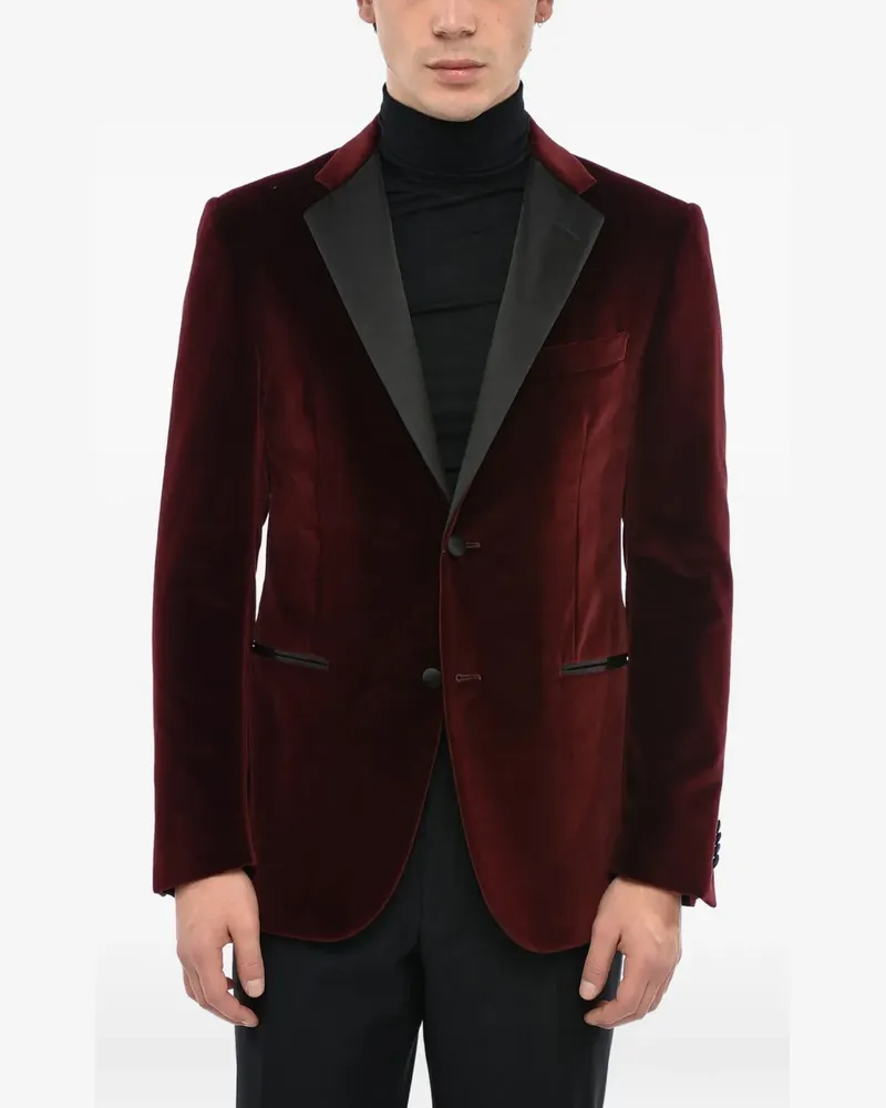 Corneliani velour single-breasted blazer - Rot Rot