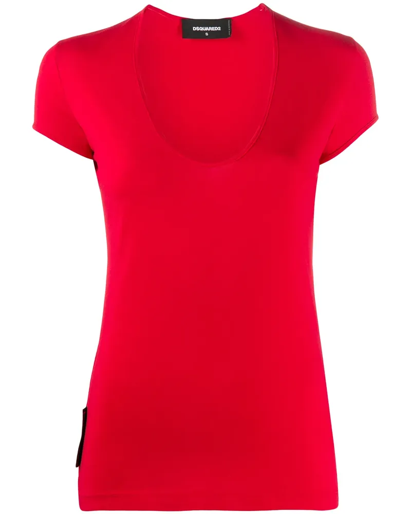 Dsquared2 T-Shirt mit U-Ausschnitt - Rot Rot