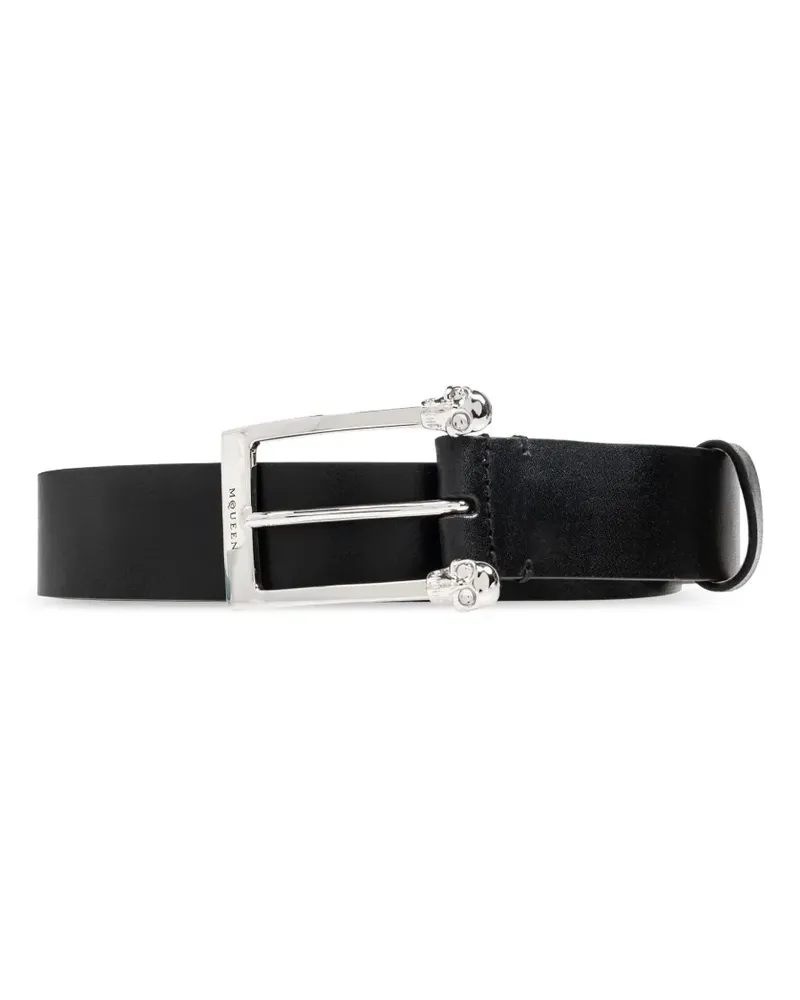 Alexander McQueen Twin Skull Gürtel - Schwarz Schwarz