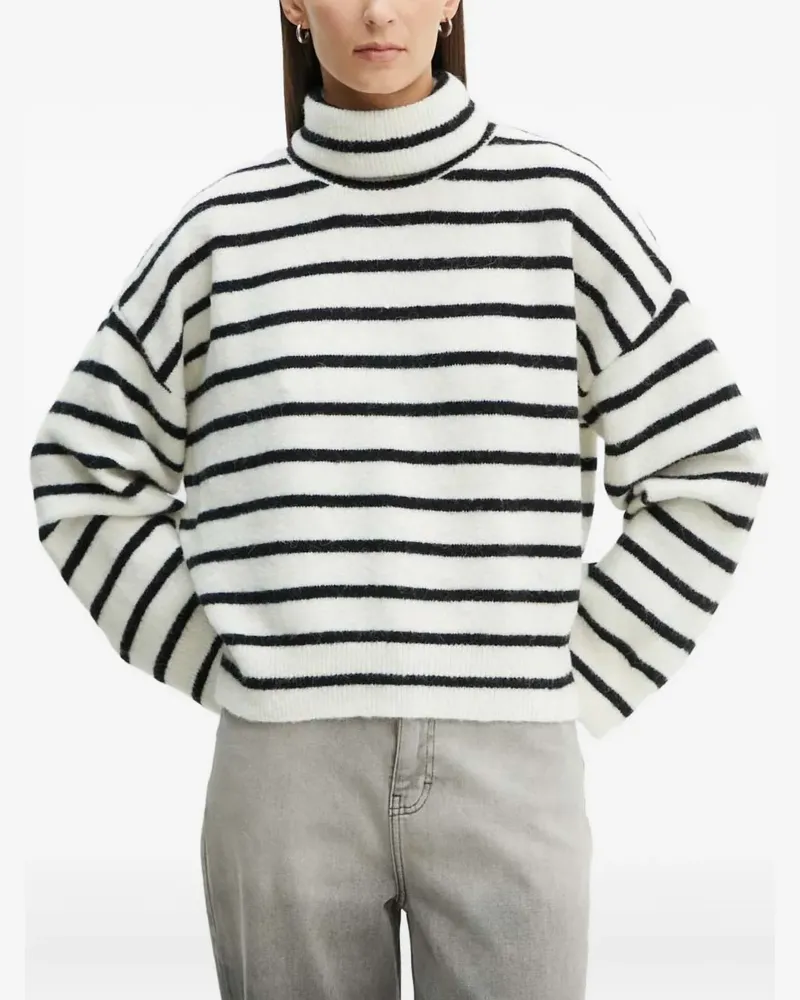 Gestuz Gestreifter Rollkragenpullover - Weiß Weiß