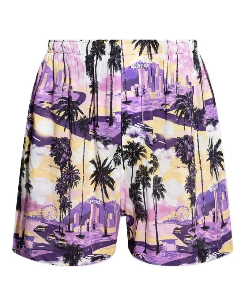 Balenciaga Shorts mit Palmen-Print - Violett Violett