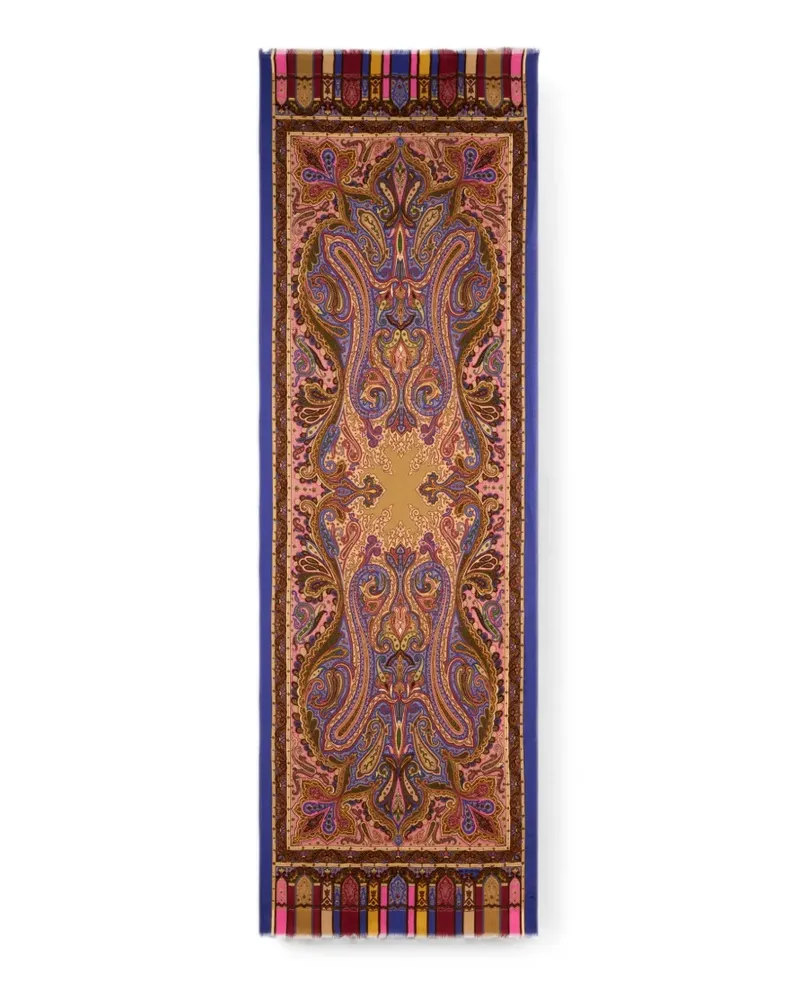Etro Schal aus Kaschmir, Seide und Wolle mit Paisleymuster - Blau Blau