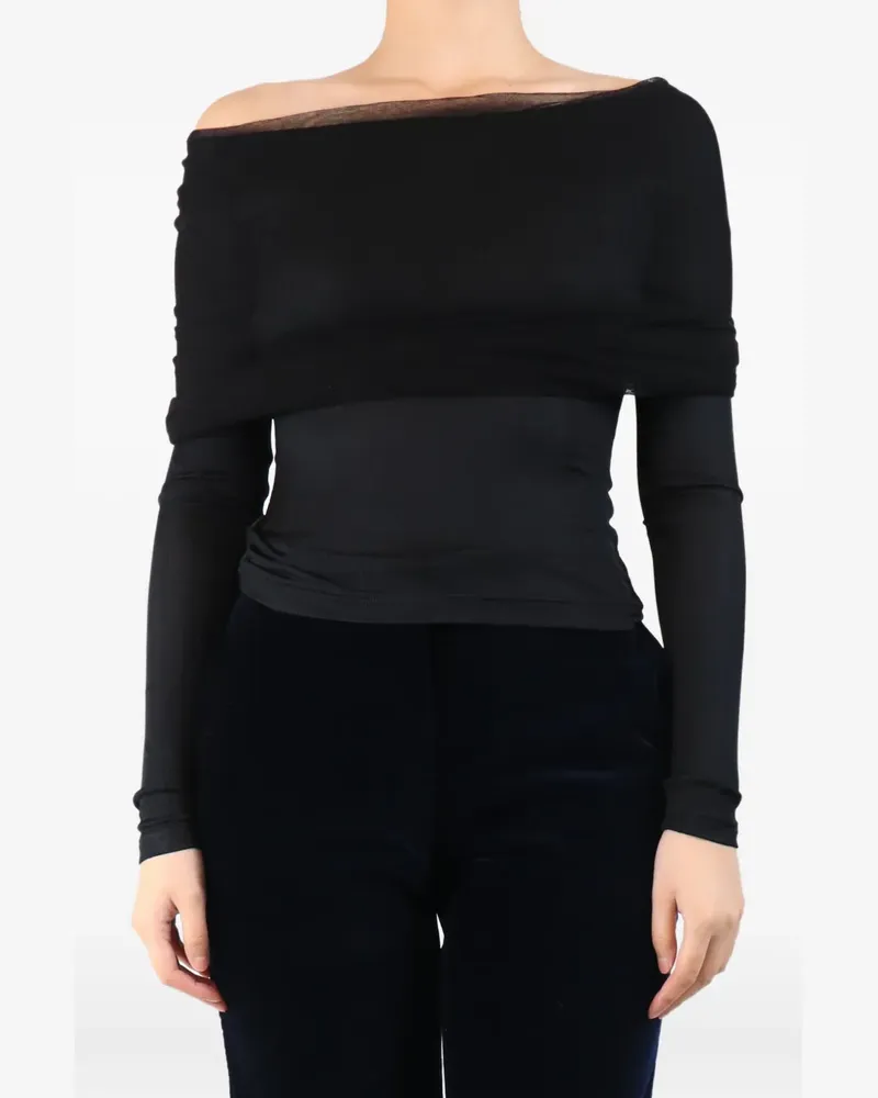 Christopher Esber off-the-shoulder mesh top - Blau Blau