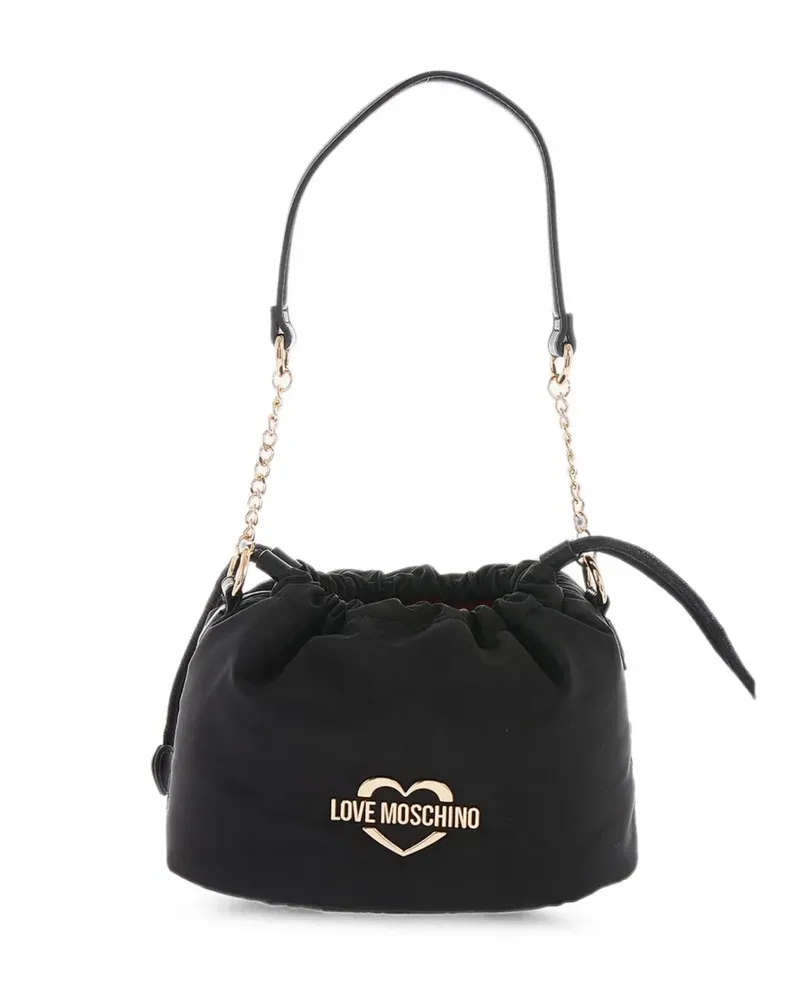 Moschino mini logo-plaque bucket bag - Schwarz Schwarz