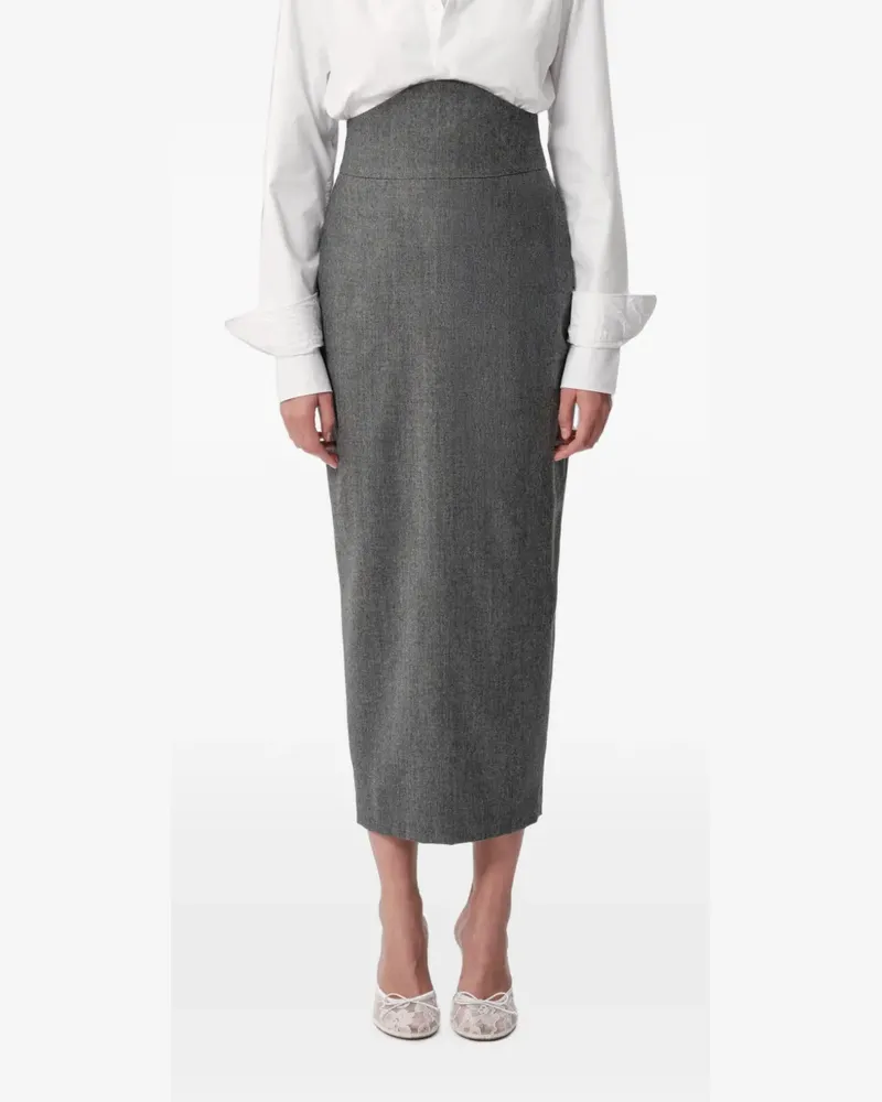 CONCEPTO Marble high-waisted straight midi skirt - Grau Grau