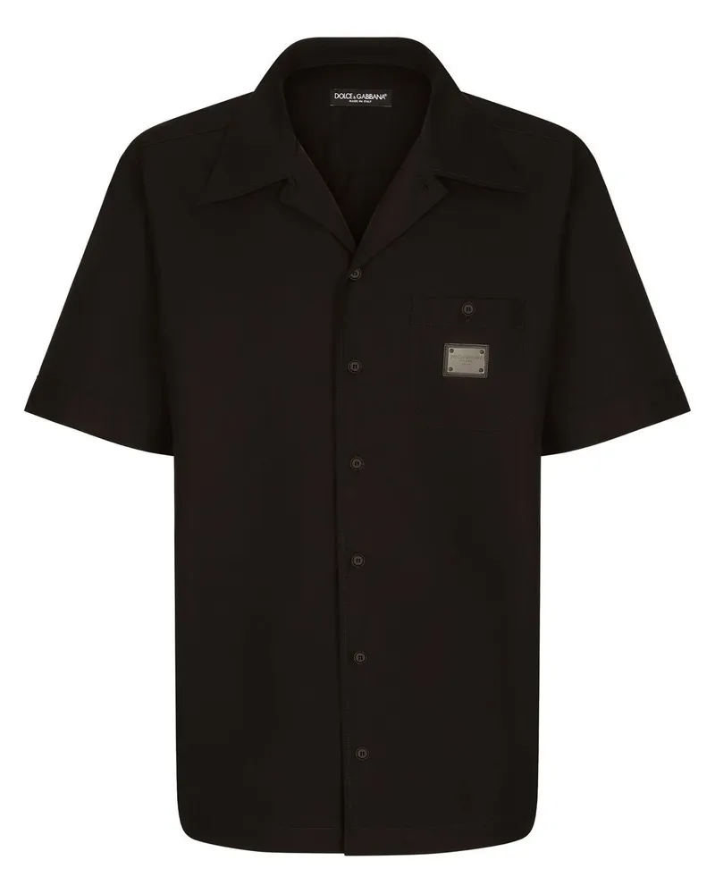 Dolce & Gabbana Bowlinghemd mit Logo-Schild - Schwarz Schwarz