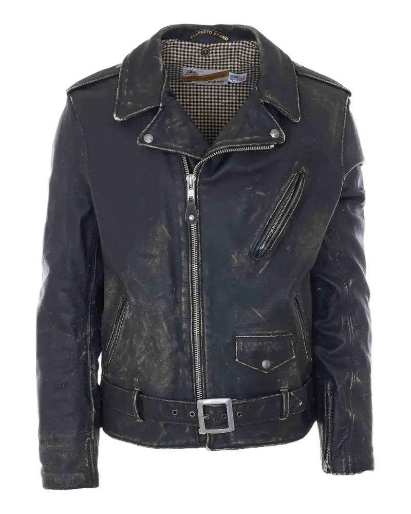 Schott N.Y.C Perfecto belted motorcycle jacket - Schwarz Schwarz