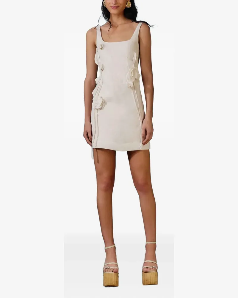 FARM Rio floral-appliqué mini dress - Nude Nude