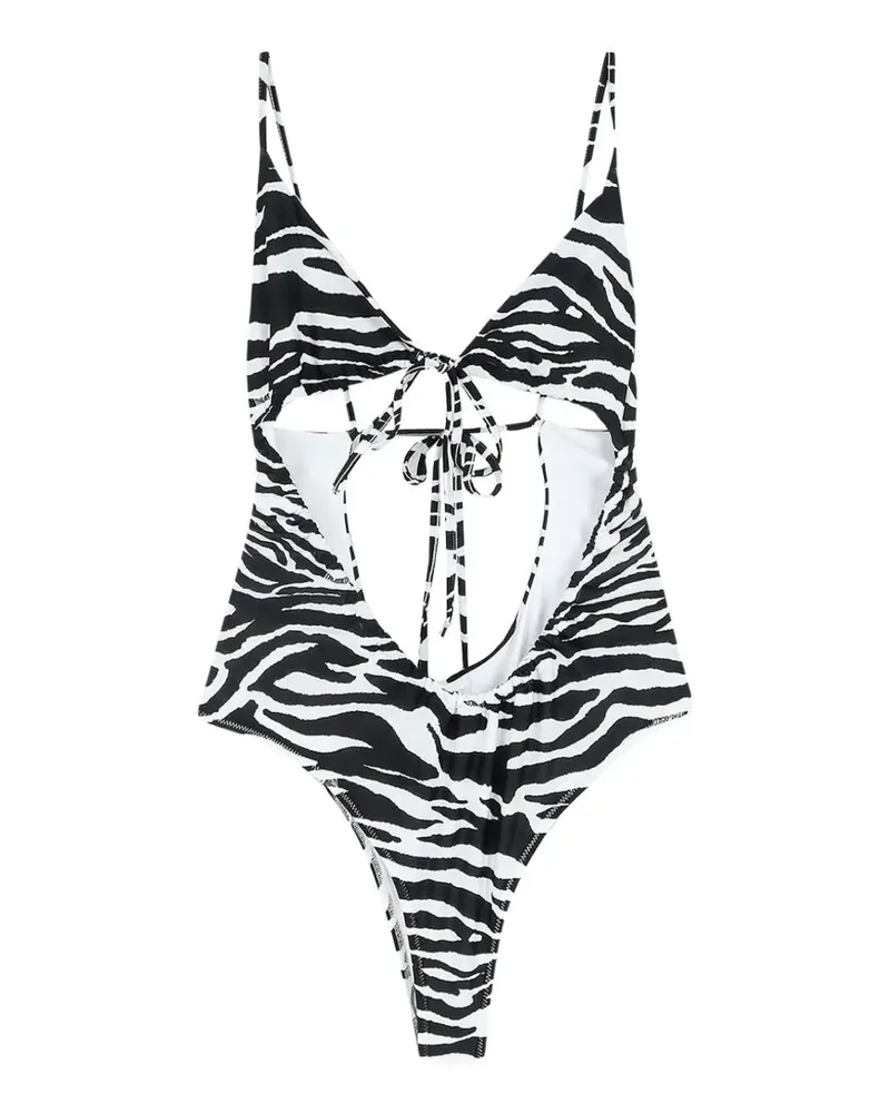 ATTICO zebra-print cutout swimsuit - Schwarz Schwarz