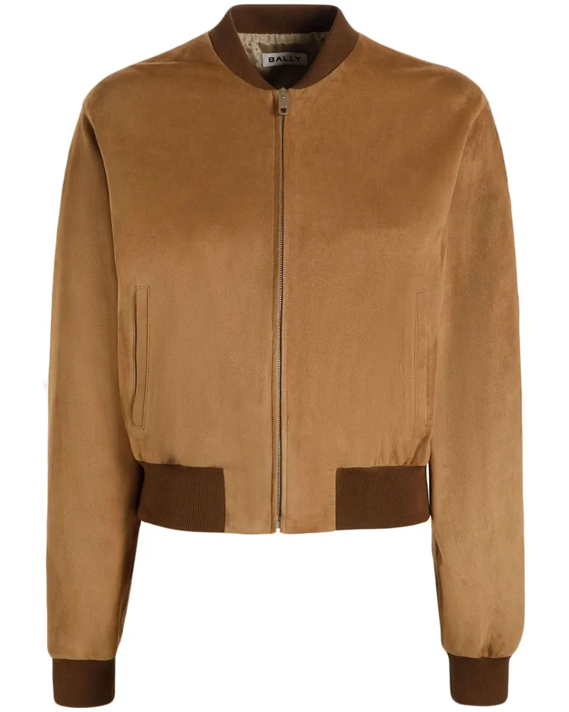 Bally Wildleder-Bomberjacke mit Reißverschluss - Braun Braun