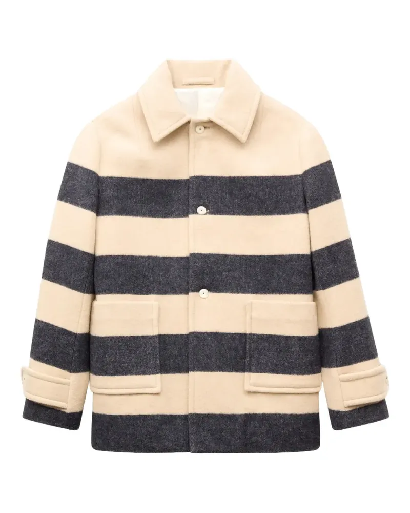 Kenzo striped polo-collar coat - Nude Nude