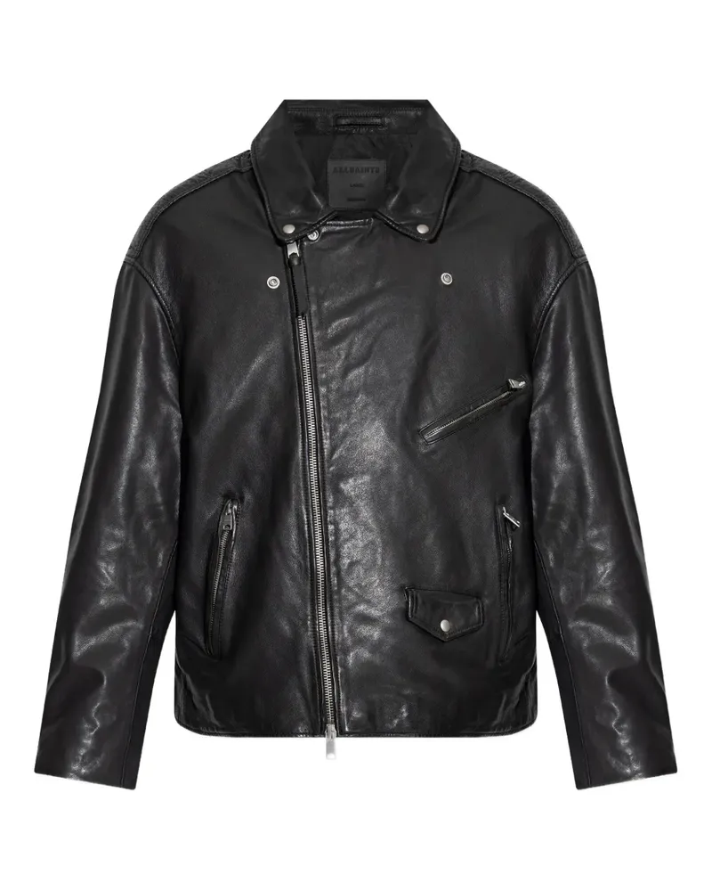 AllSaints Bikerjacke mit Reißverschluss - Schwarz Schwarz