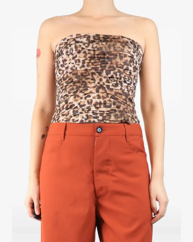 Aje. leopard-print strapless top - Nude Nude
