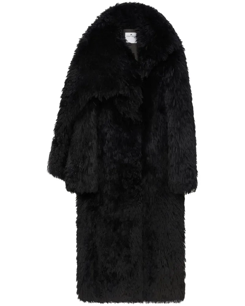 Courrèges Langer Shearling-Mantel - Schwarz Schwarz