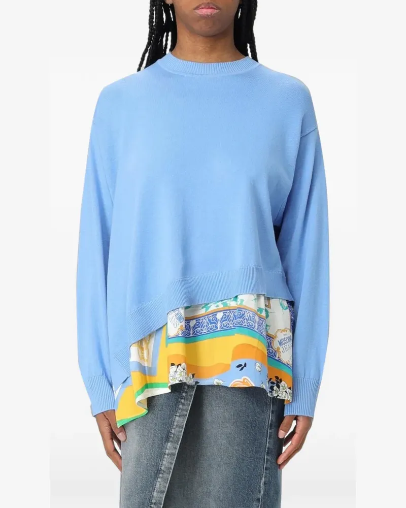 Moschino Pullover im Layering-Look mit asymmetrischem Saum - Blau Blau