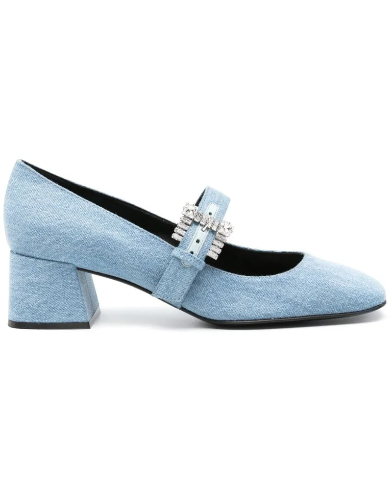 Sergio Rossi Mary Janes im Jeans-Look 50mm Blau