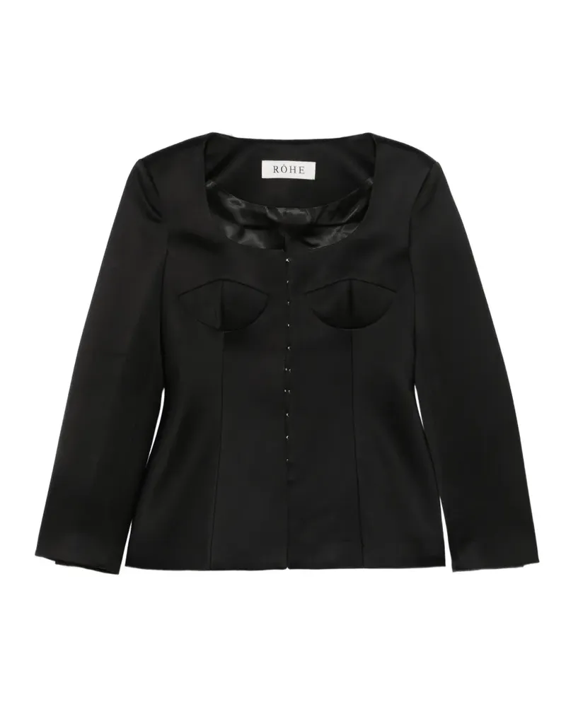 Róhe Jacke mit Haken- und Ösenverschluss - Schwarz Schwarz