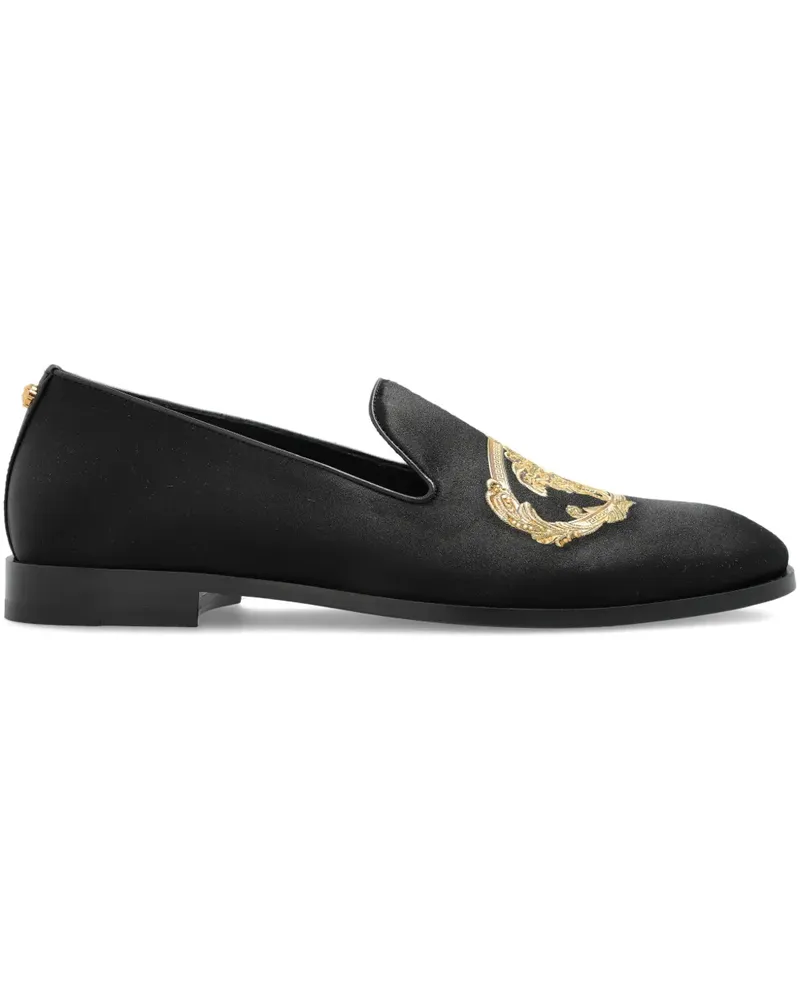 Versace Bestickte Architectural Baroque Slipper - Schwarz Schwarz