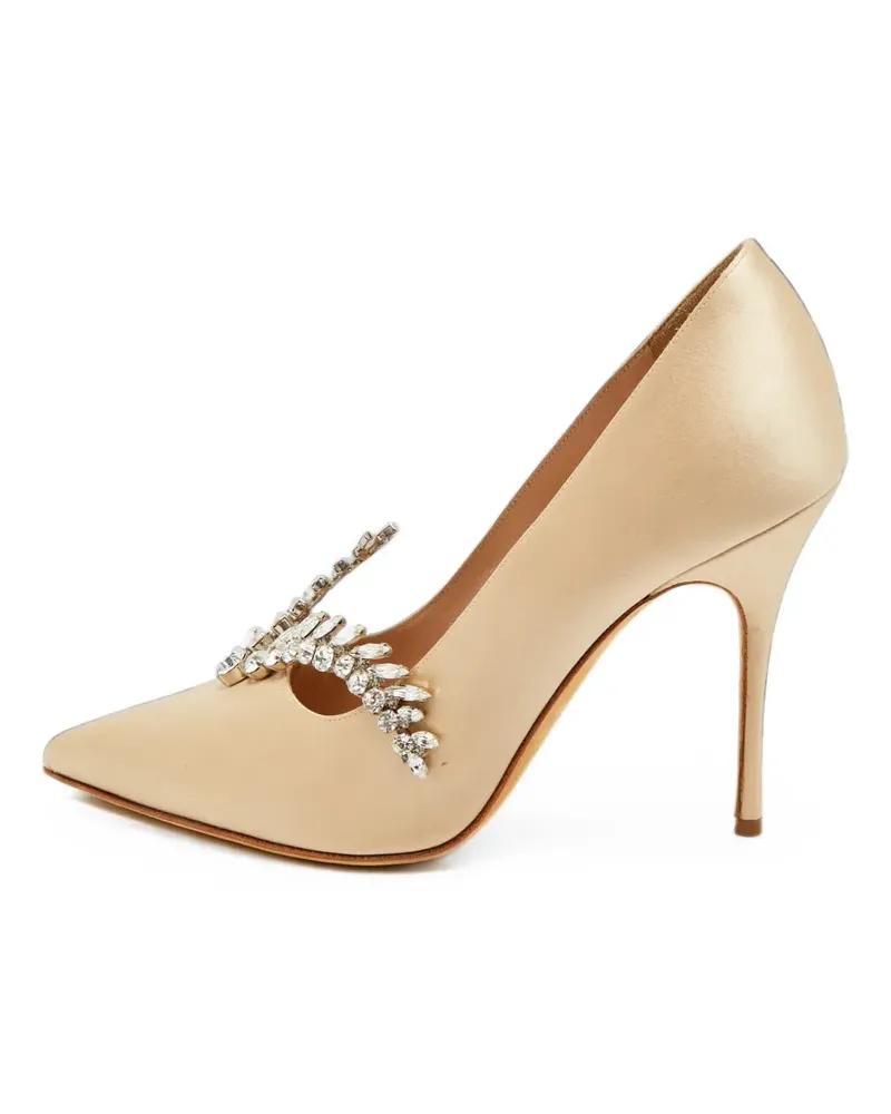 Manolo Blahnik Nadira Pumps mit Kristallen - Nude Nude