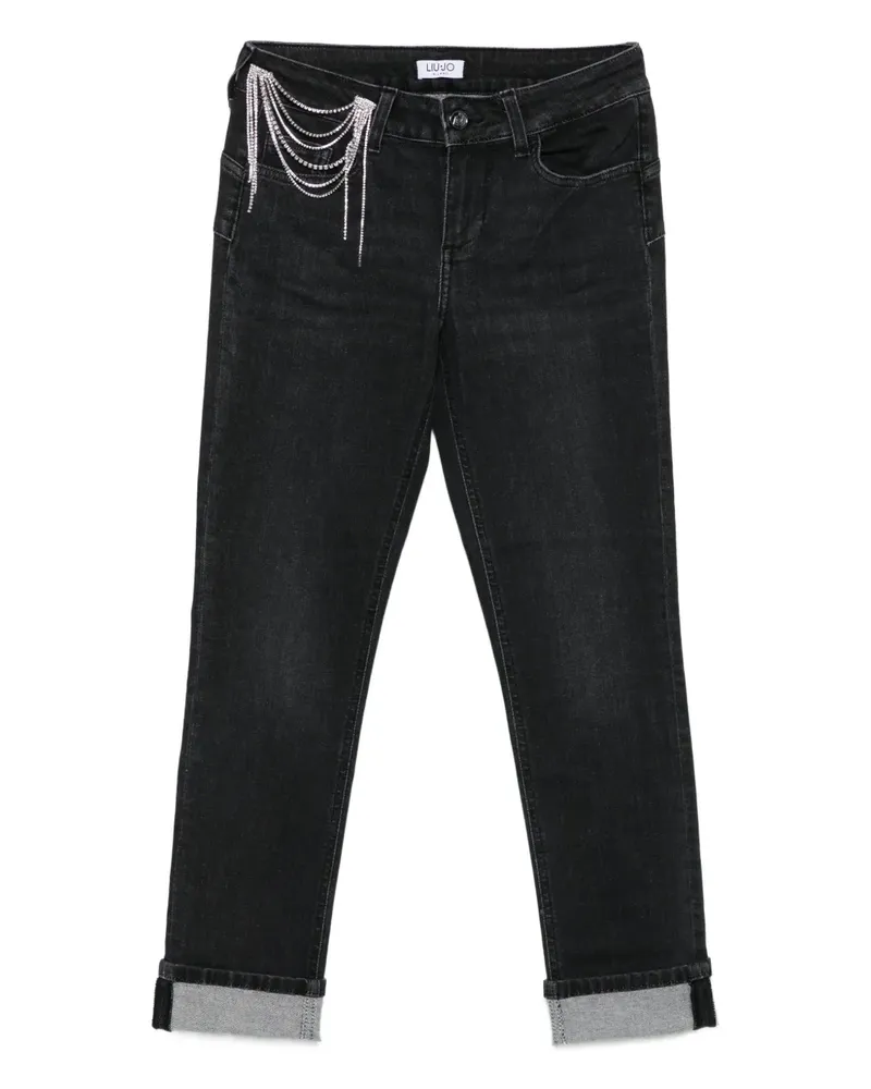 Liu Jo Straight-Leg-Hose mit Strass - Schwarz Schwarz