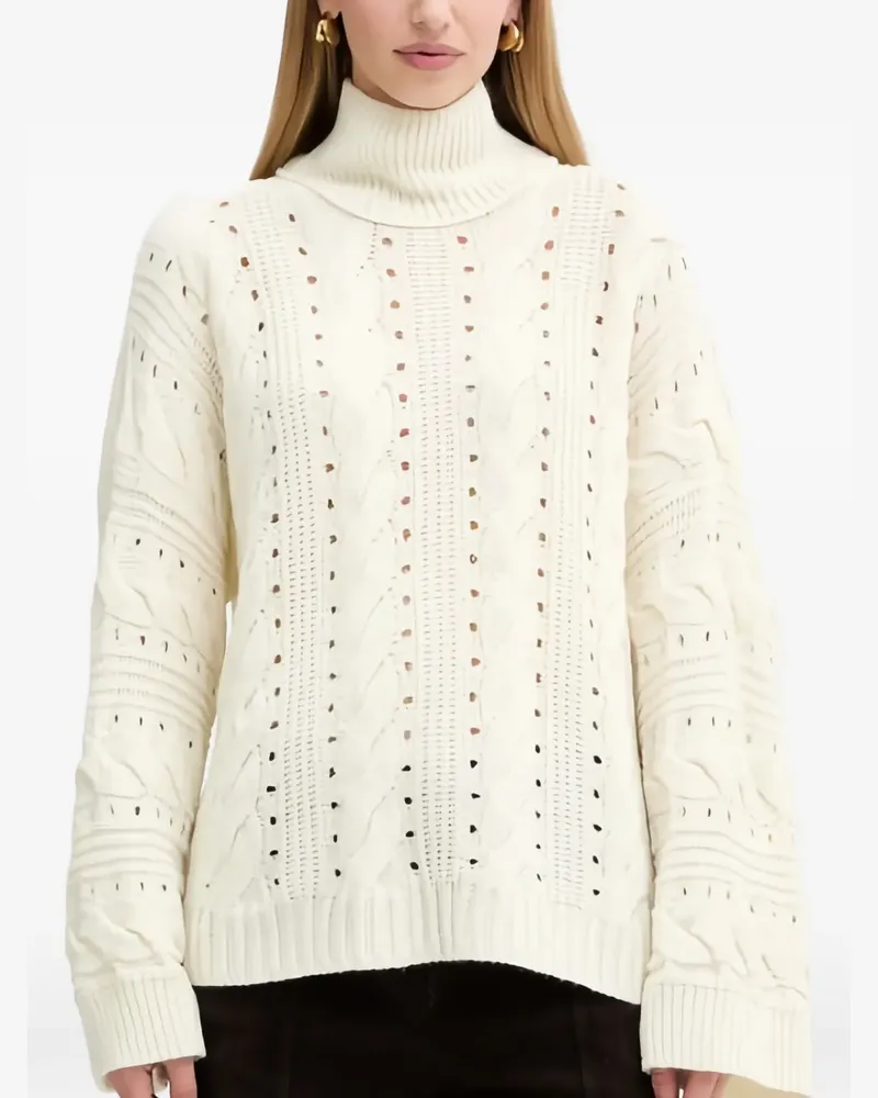 Twin-Set cable-knit turtleneck sweater - Nude Nude