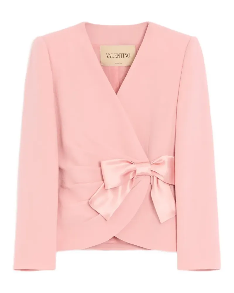 Valentino Garavani wool crepe jacket with contrasting bow - Rosa Rosa