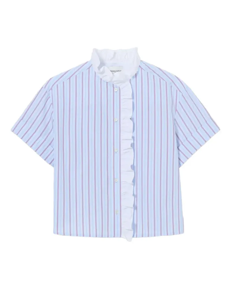 Claudie Pierlot ruffle-trimmed striped shirt - Blau Blau