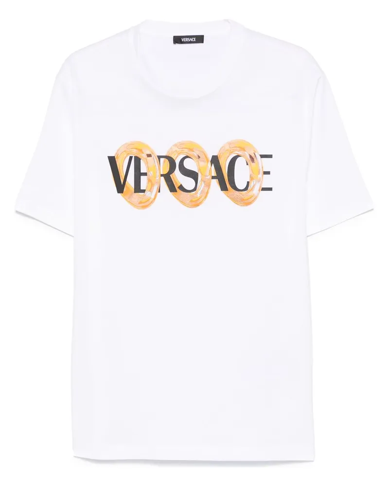 Versace Maxi Chain T-Shirt mit Logo-Print - Weiß Weiß
