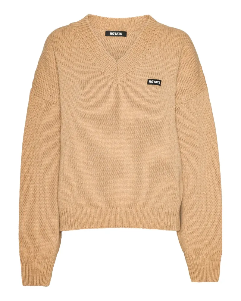 ROTATE Birger Christensen Pullover mit V-Ausschnitt - Braun Braun