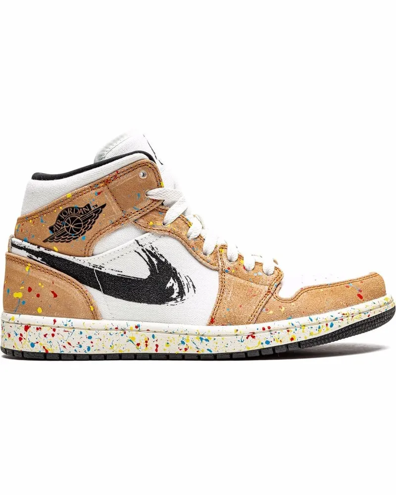 Jordan Air  1 Mid Brushstroke Sneakers - Braun Braun