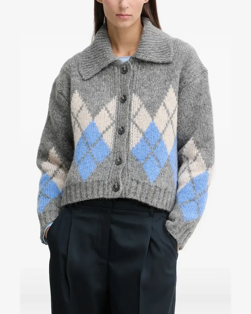 Marc O'Polo argyle button cardigan - Grau Grau